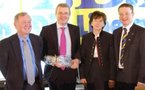 Dreikönigstreffen (v. l.): Dr. Max Stadler, MdB, PSts im BMJ, Gastredner FDP-Finanzexperte Frank Schäffler,MdB aus NRW, FDP-Kreisvorsitzende Monika Rauschendorfer und Dr. Andreas Fischer, MdL
